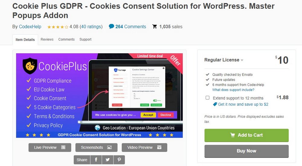 cookie plus gdpr plugin