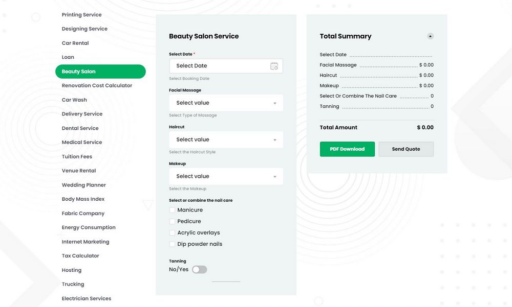 cost calculator make any form