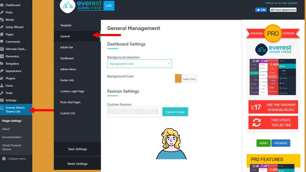 customize wordpress dashboard - change background color