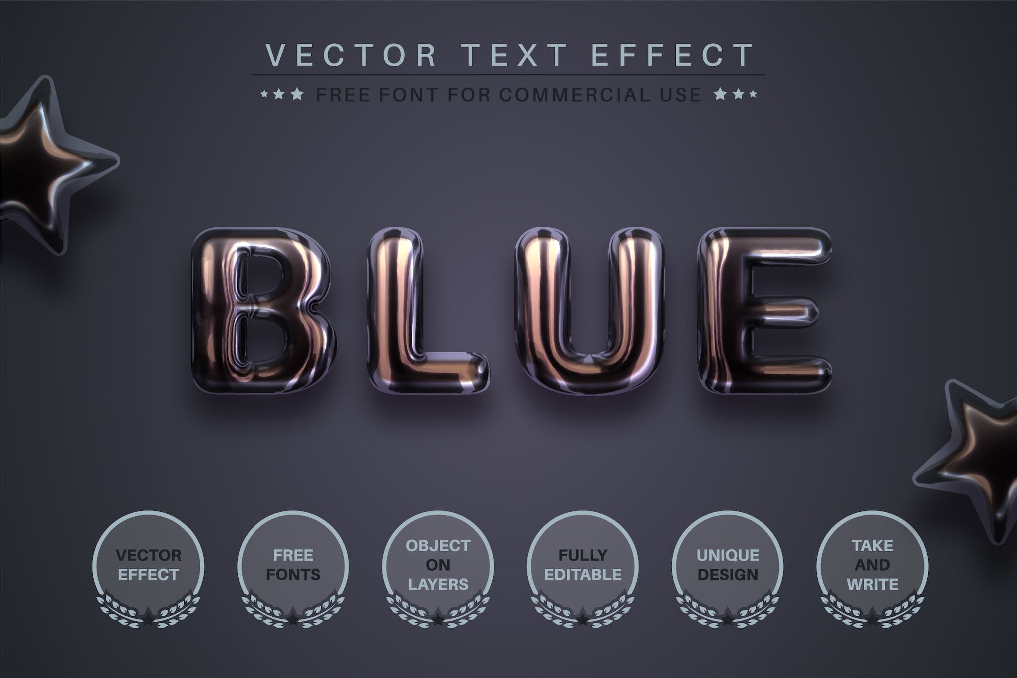 Dark Chrome Editable Text Effect