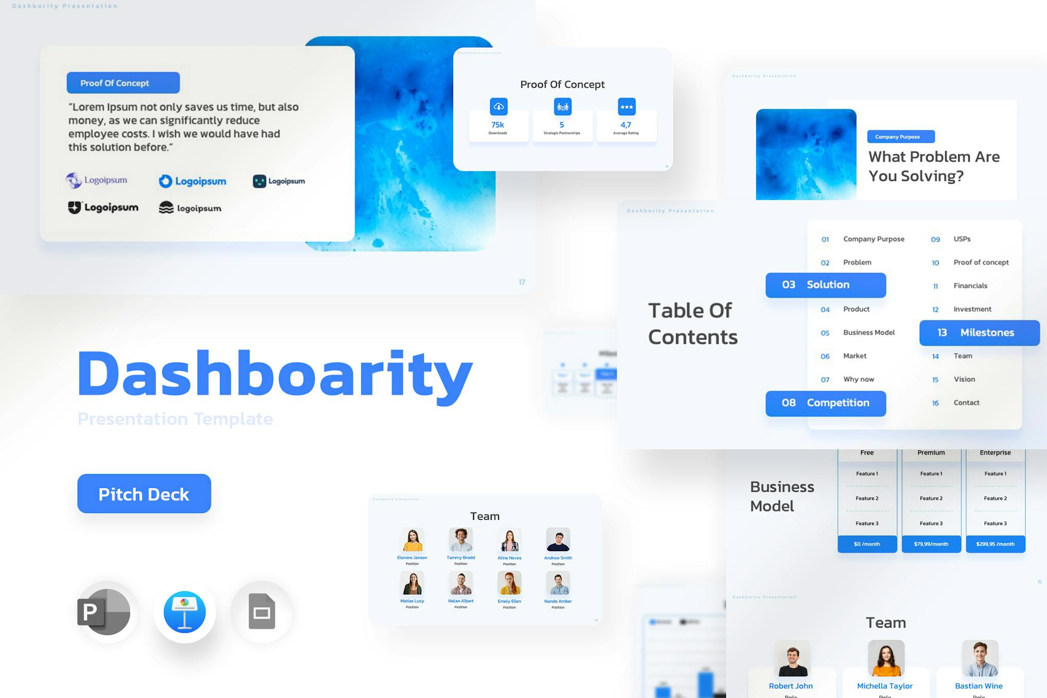 Dashboarity - Pitch Deck Keynote Template