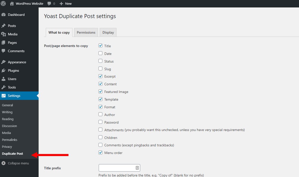 duplicate post plugin settings 1