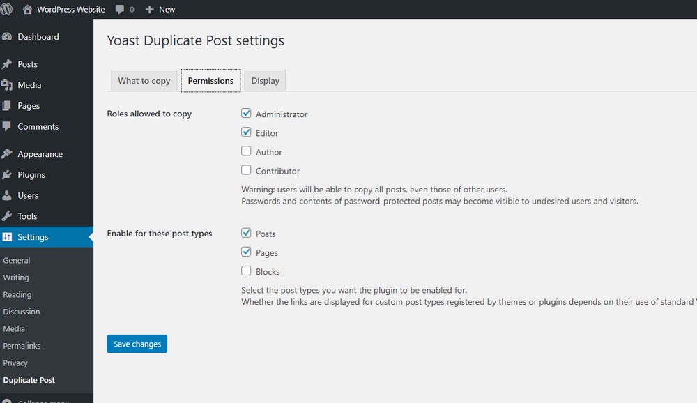 duplicate post plugin settings 2