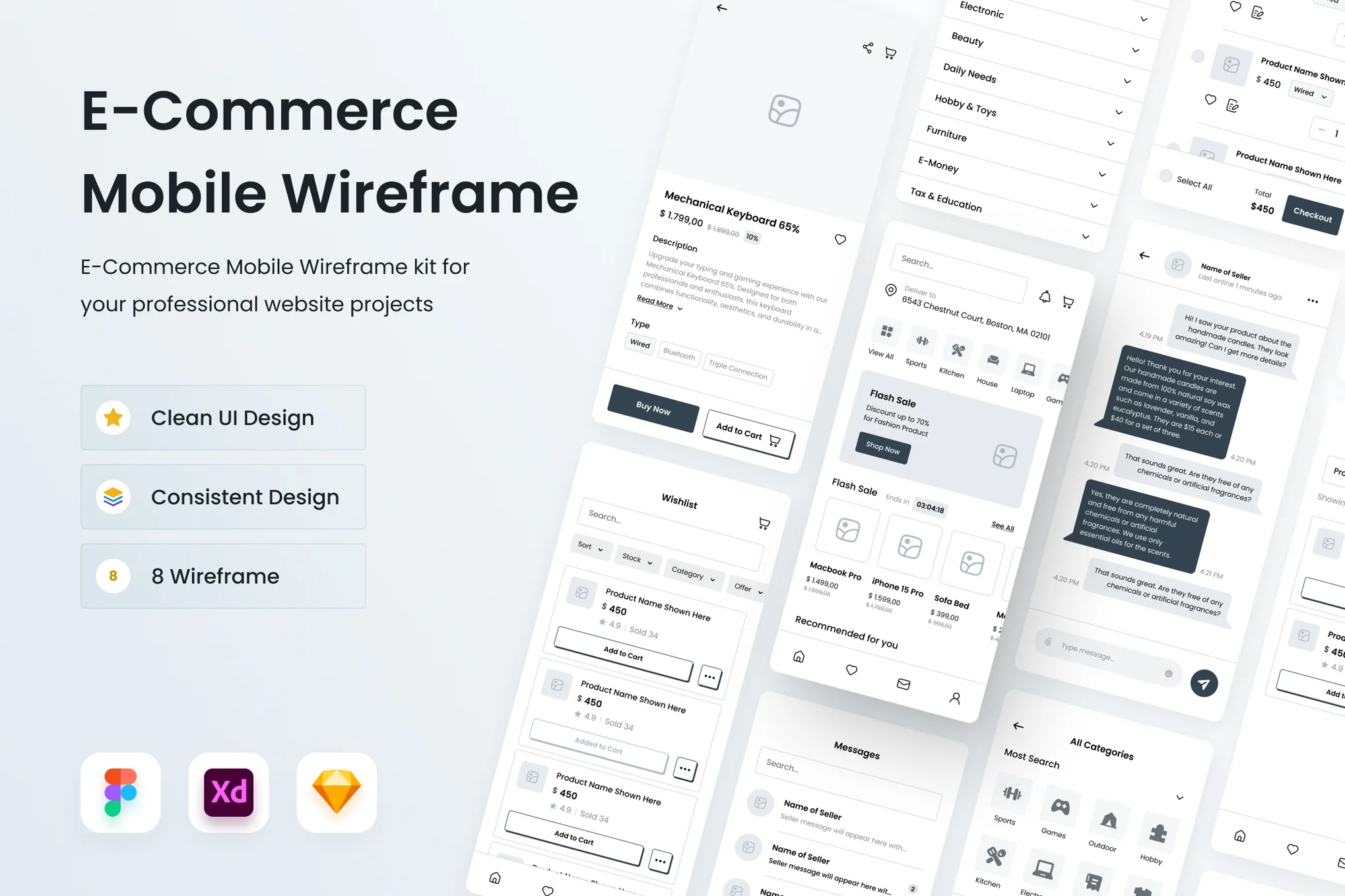 eCommerce Mobile Wireframe Kit for Sketch