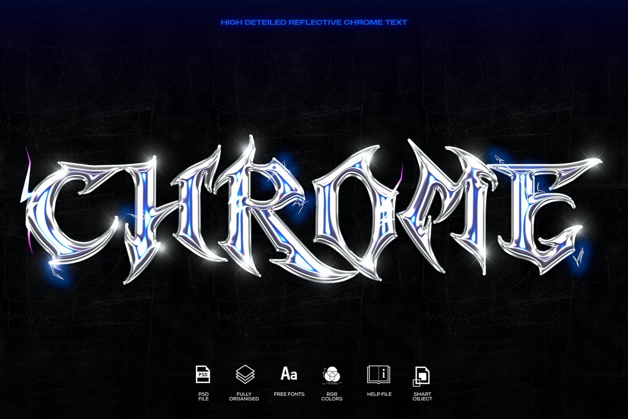 Elecrtric Chrome 3D Reflective Text Effect