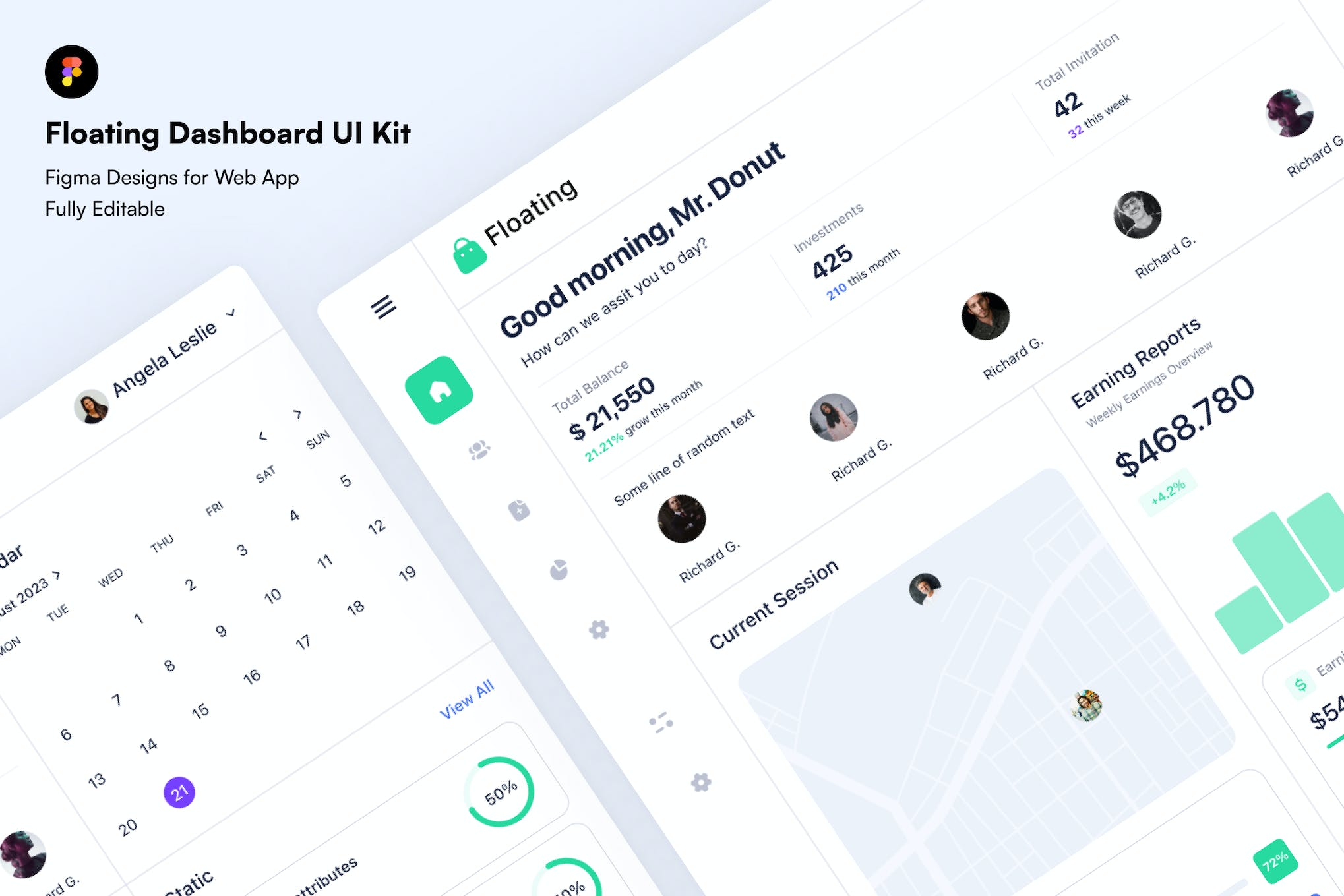 Floating Dashboard UI Kit for Figma