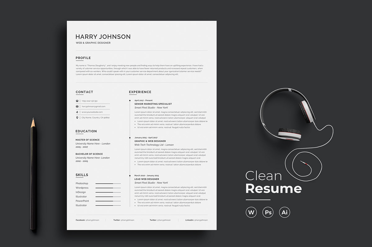 resume template indesign free download