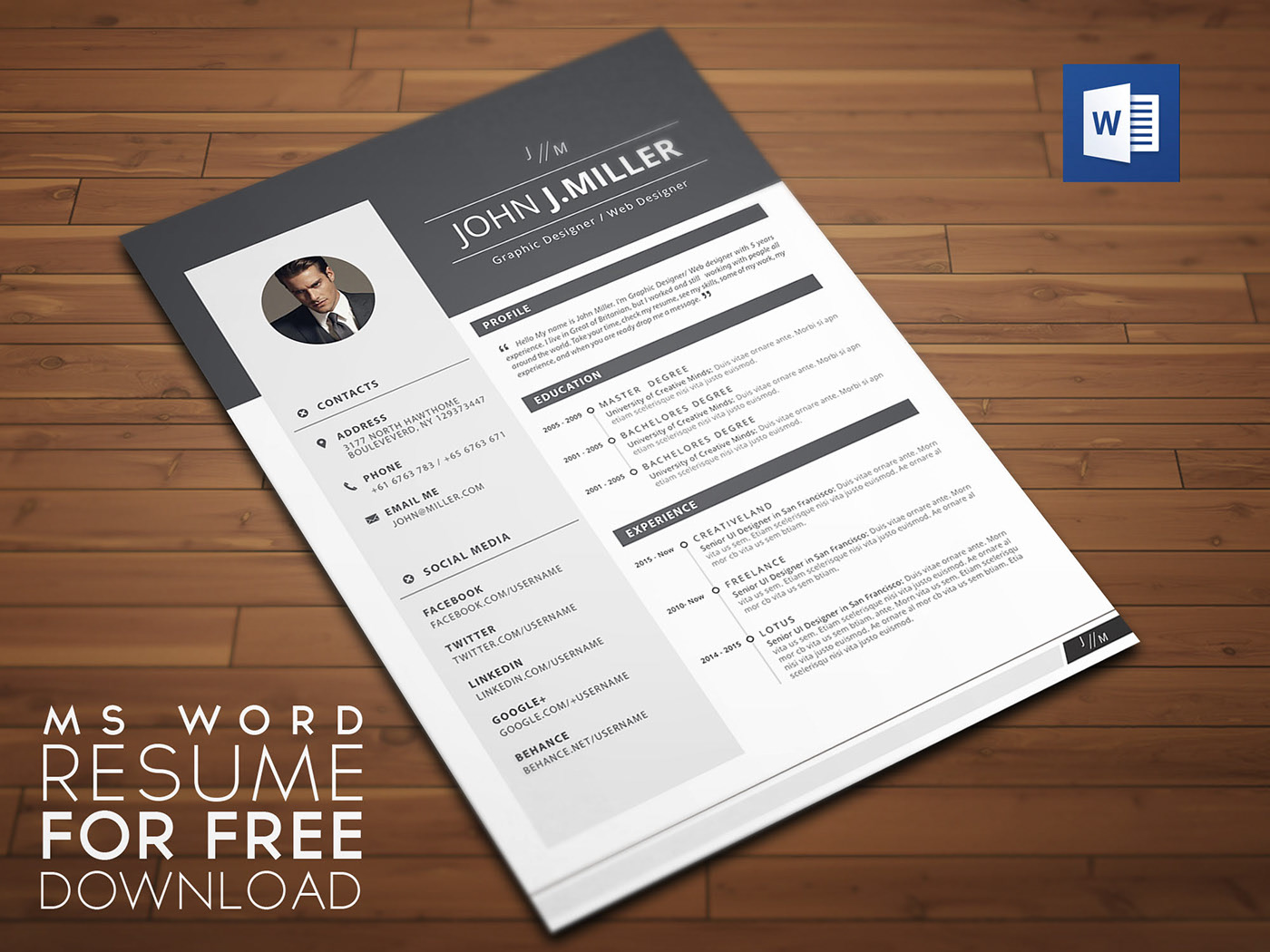 30 Best Free Resume CV Templates For Word PSD Theme Junkie