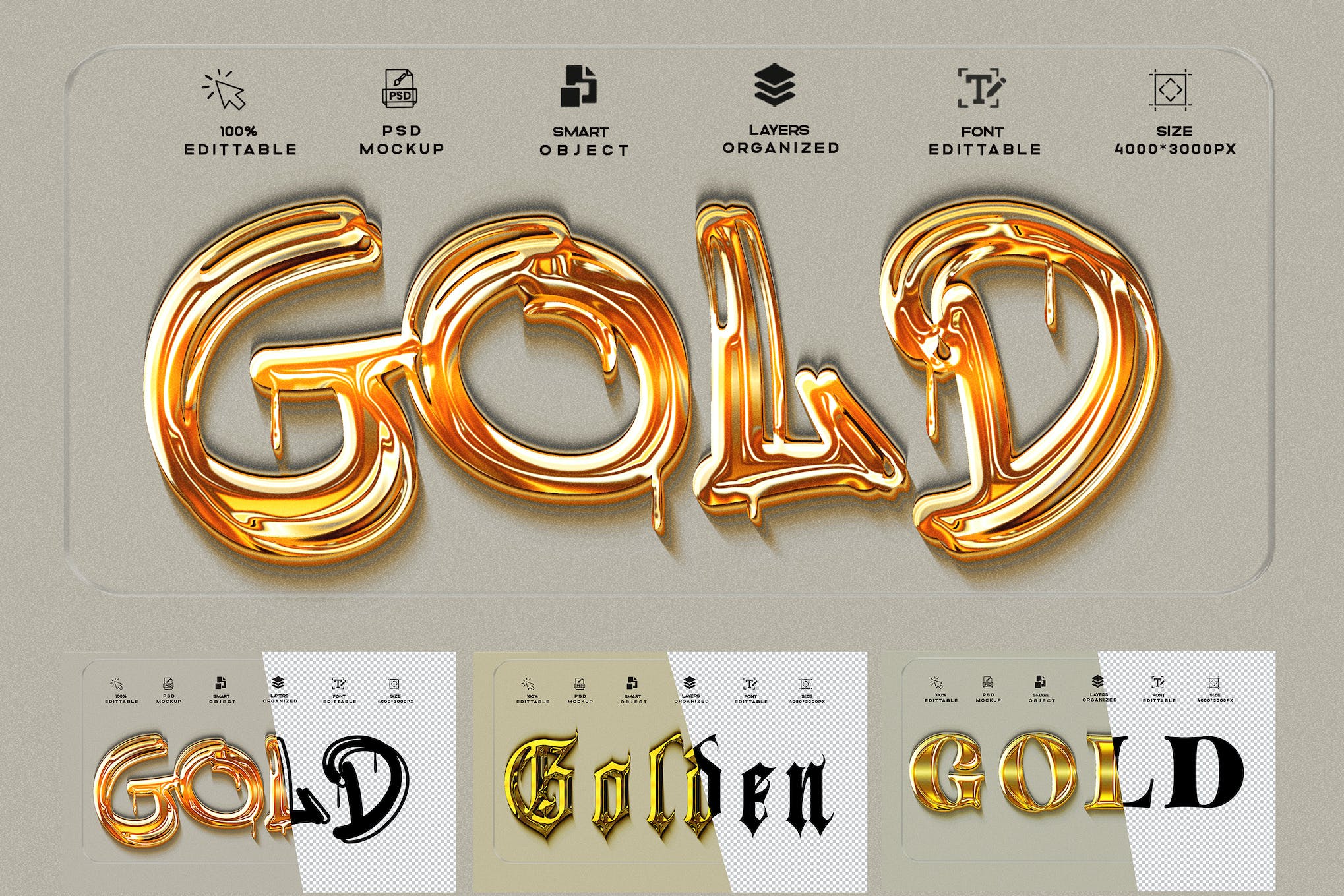 Gold Text Effect PSD Template