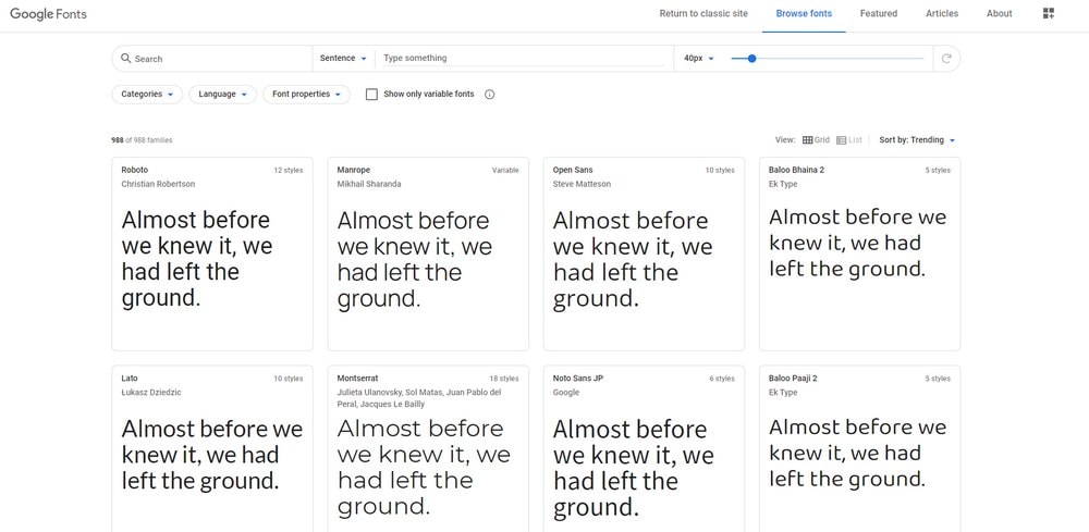 google fonts