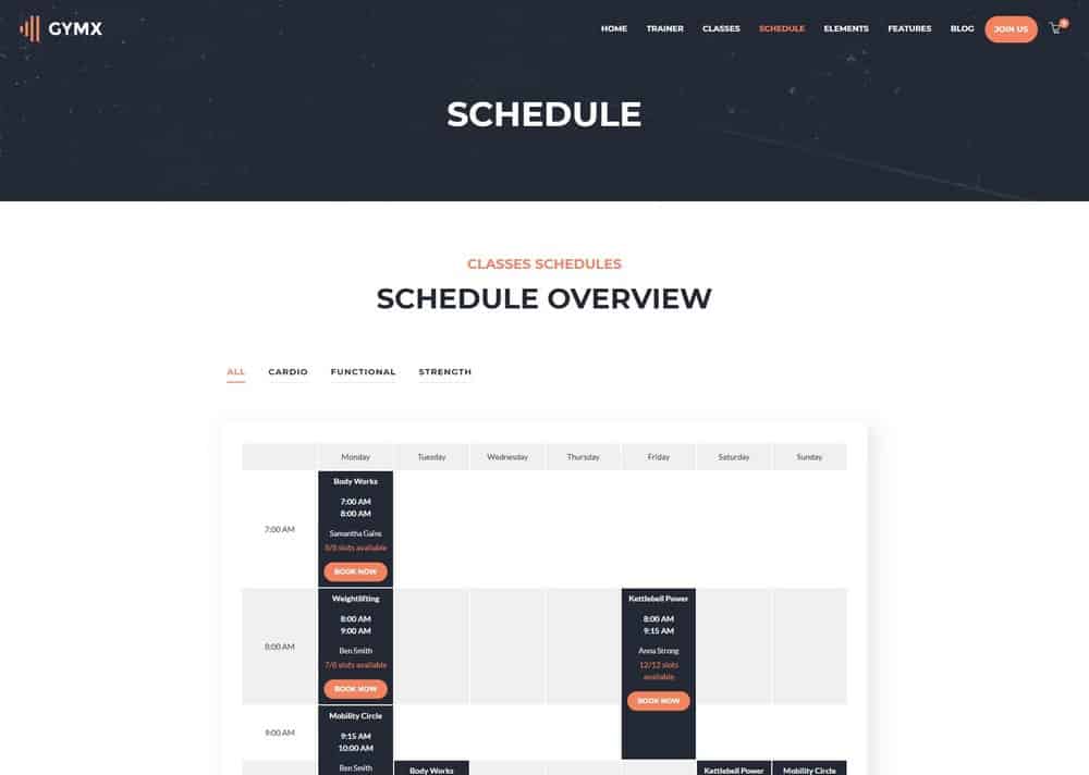 gym-website-schedule