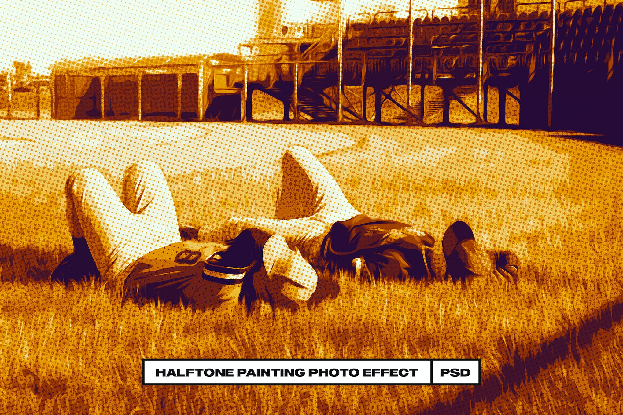 Halftone Painting Photo Effect PSD