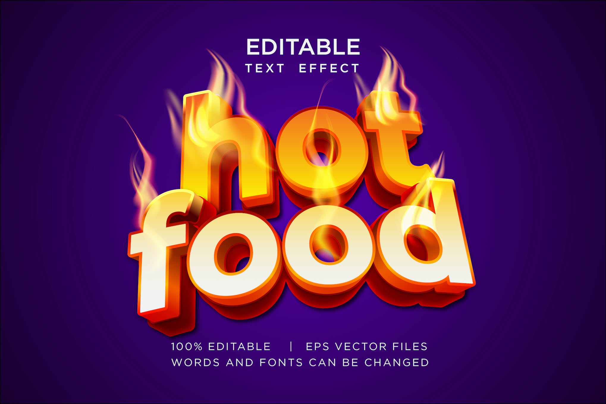 Hot Fire Food Editable Vector Text Effect