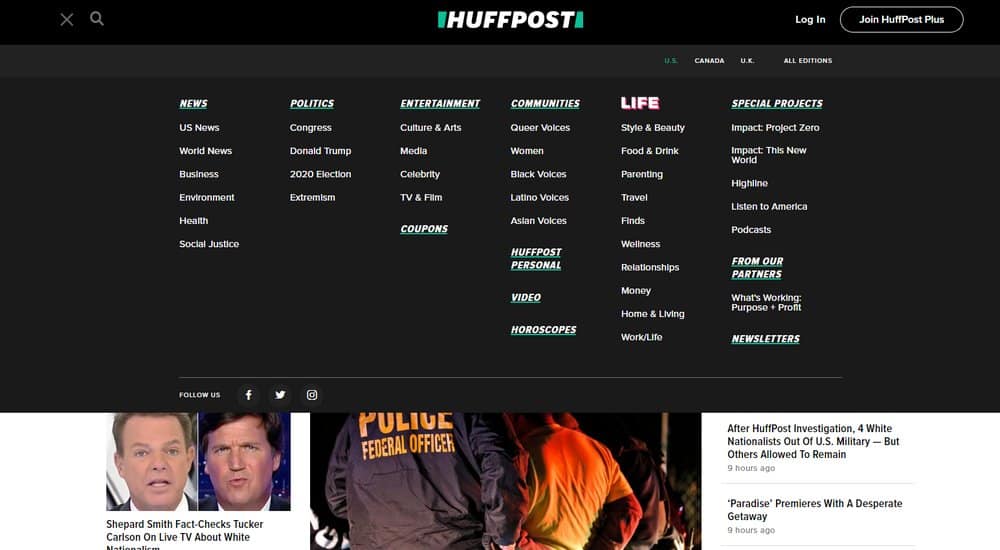 huffpost mega menu