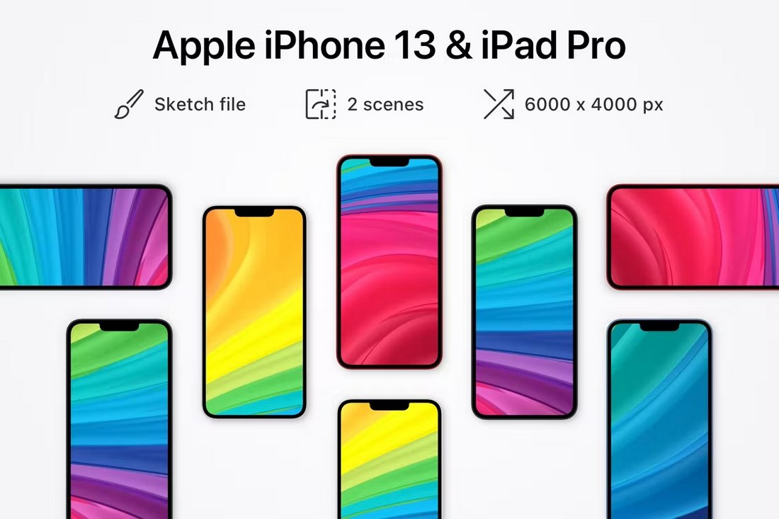 iPhone 13 & iPad Pro Top View Mockups