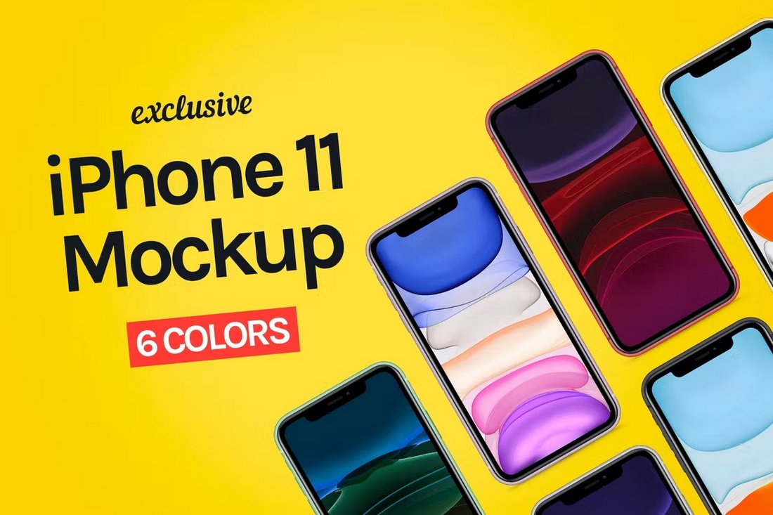 iPhone Mockup Templates in 6 Colors