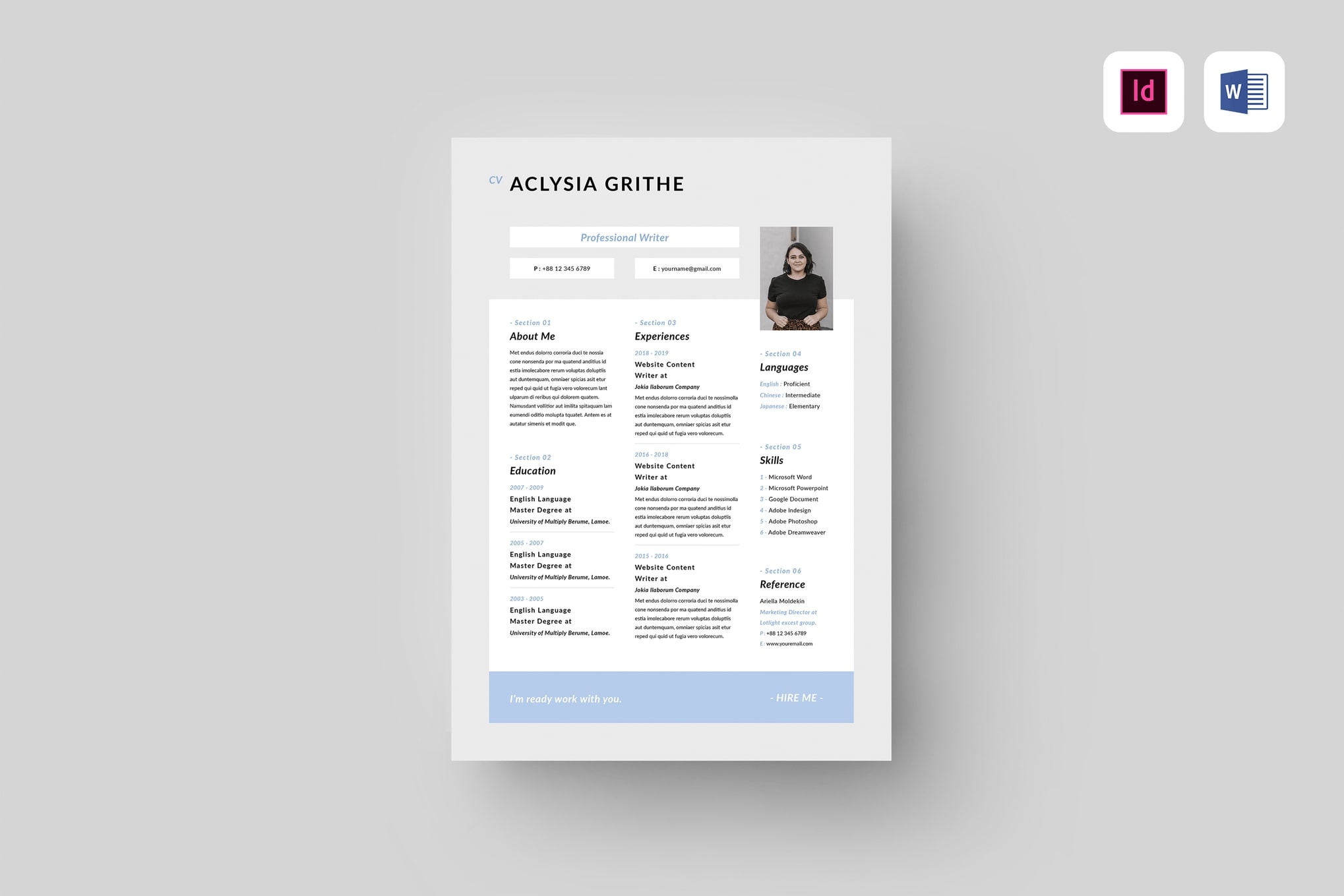 indesign resume template