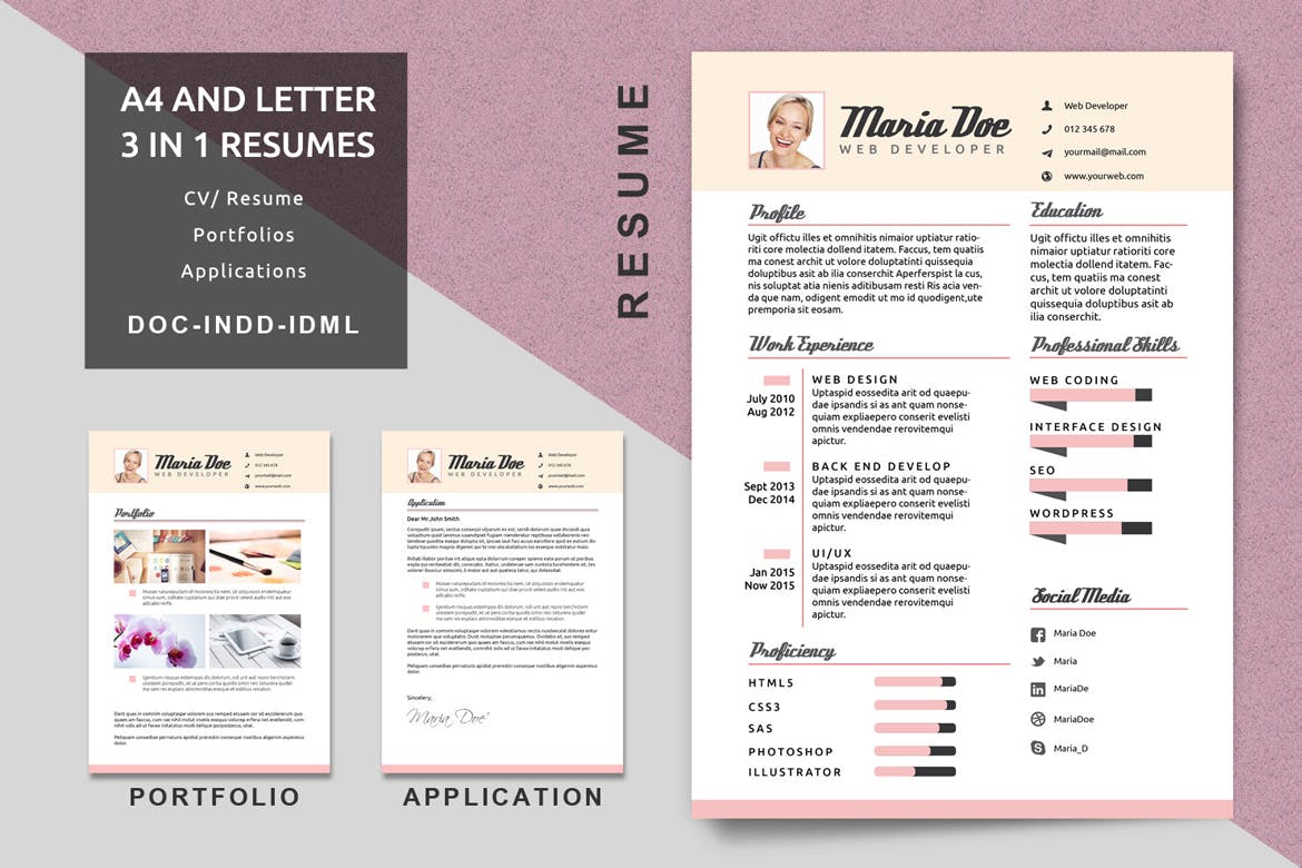 resume template indesign free download