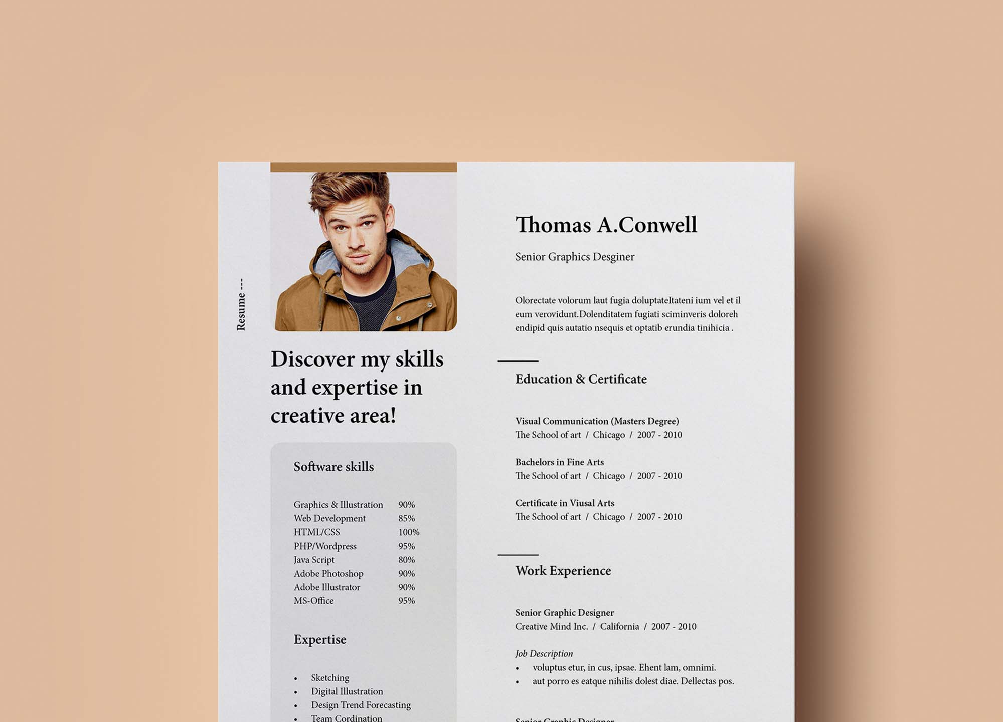 indesign resume template