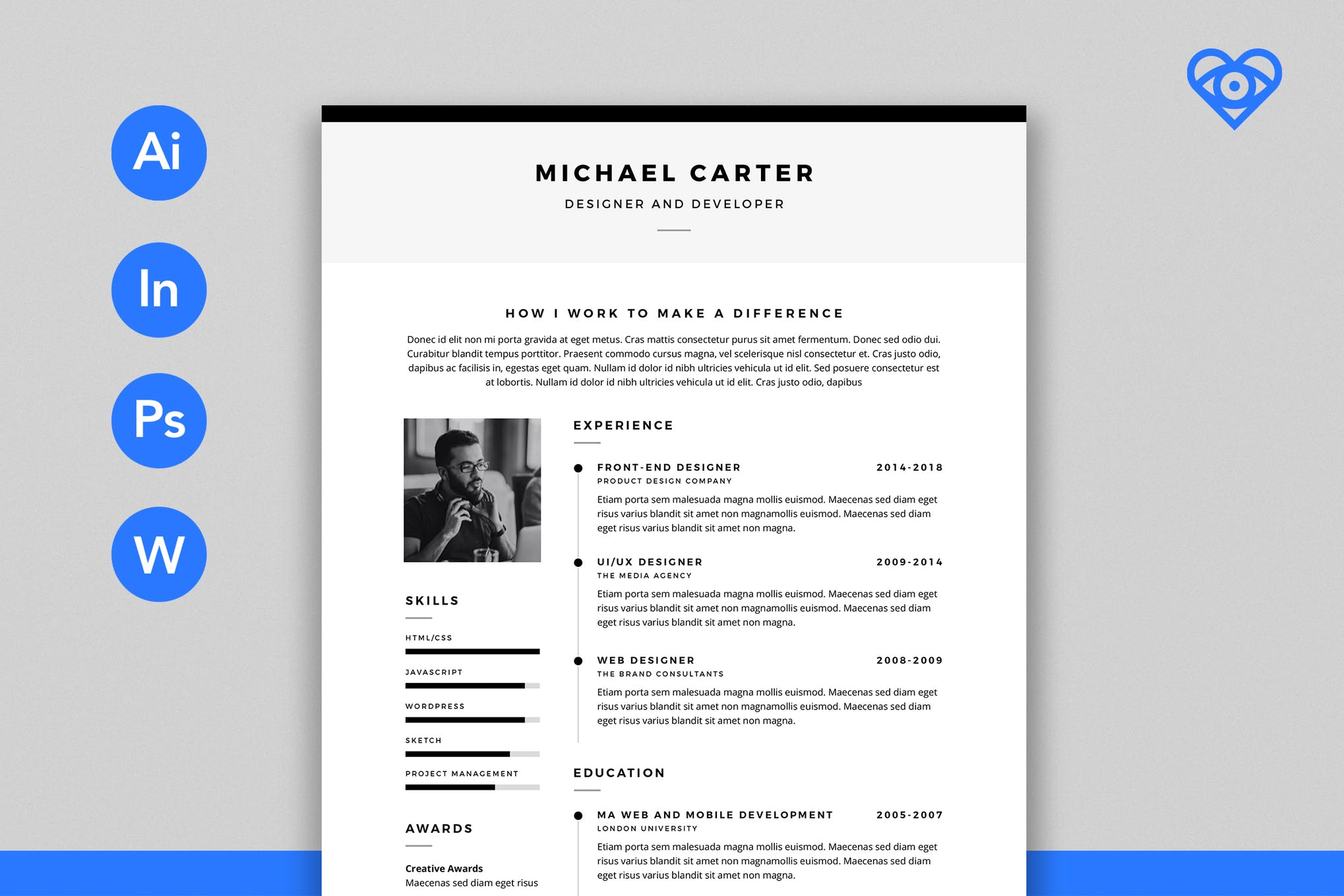 indesign resume template