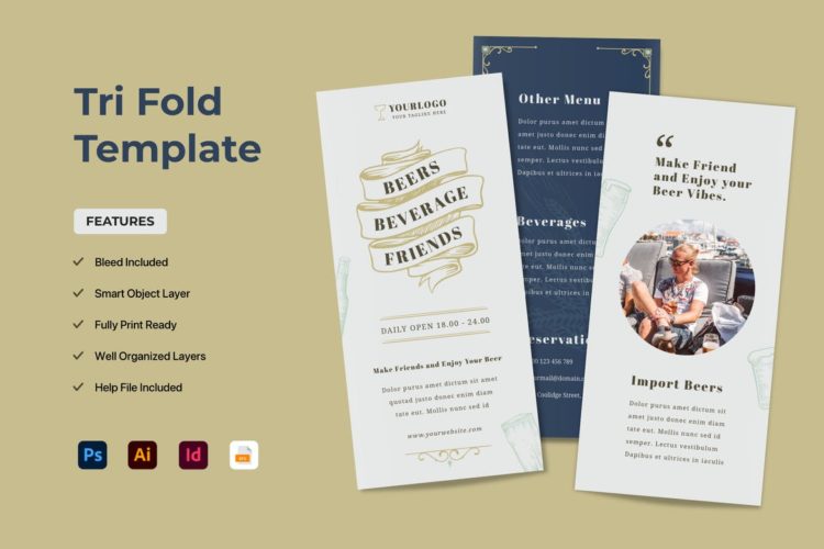 indesign trifold template