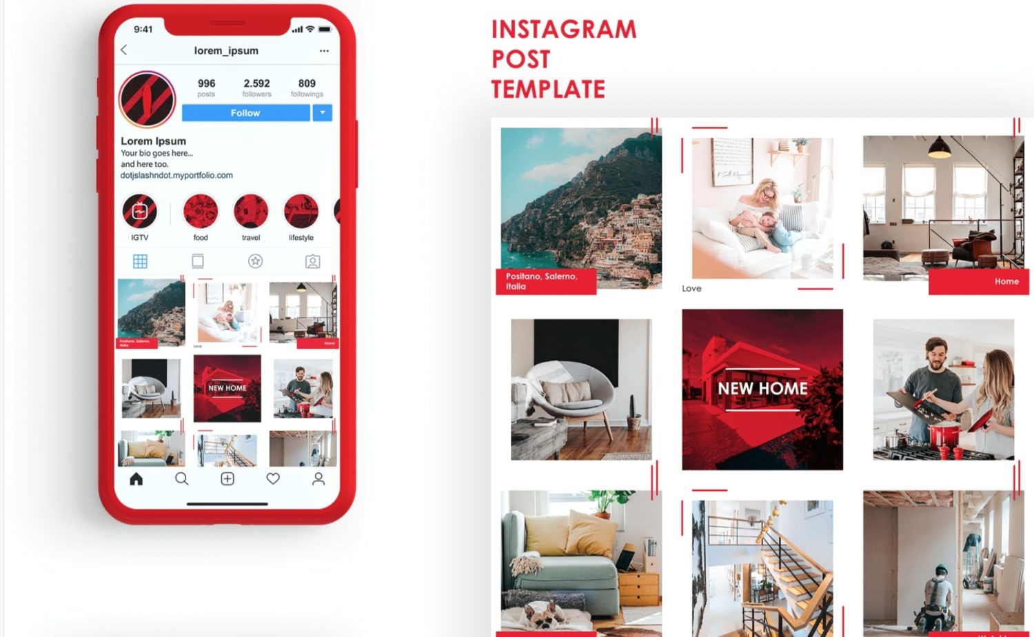 instagram grid template mockup