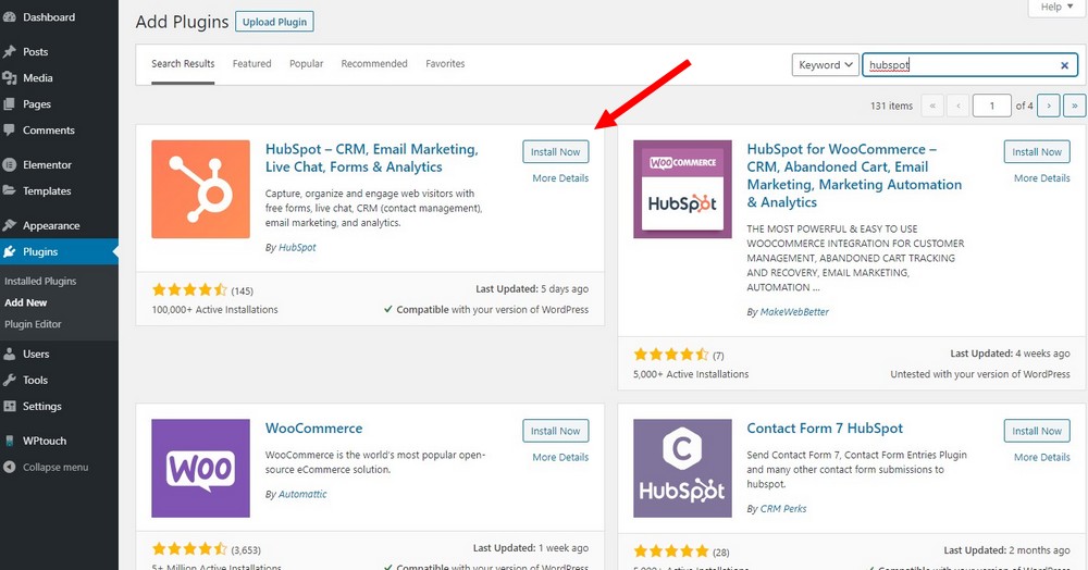 install hubspot