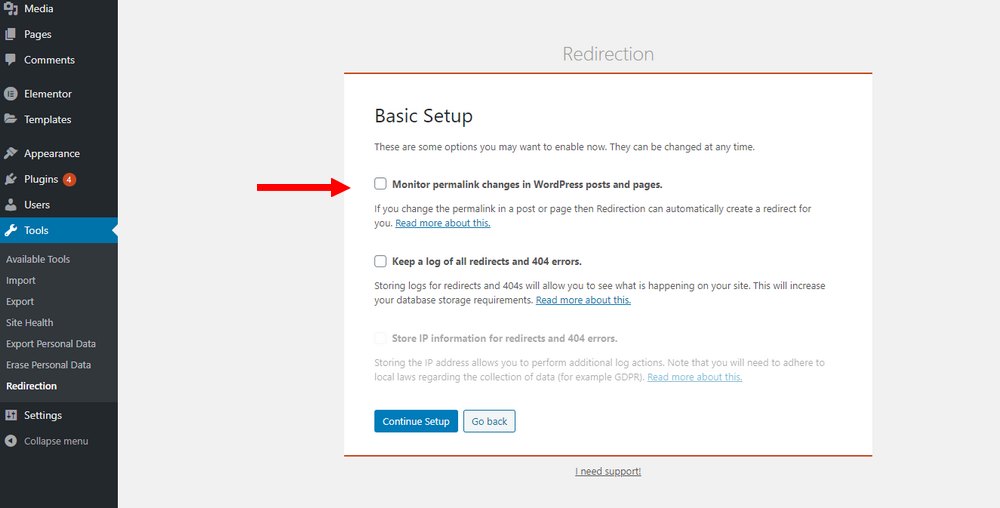 install redirection setup 2