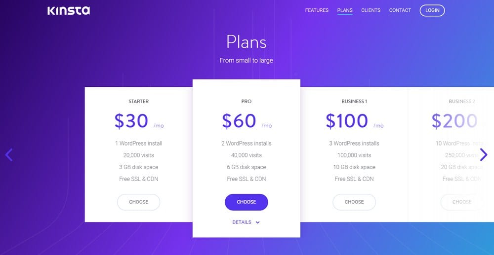 Kinsta pricing