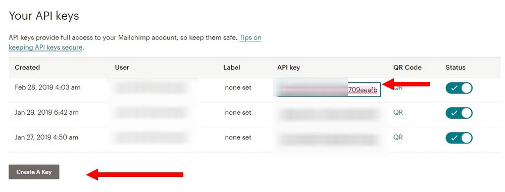 mailchimp setup api key 2