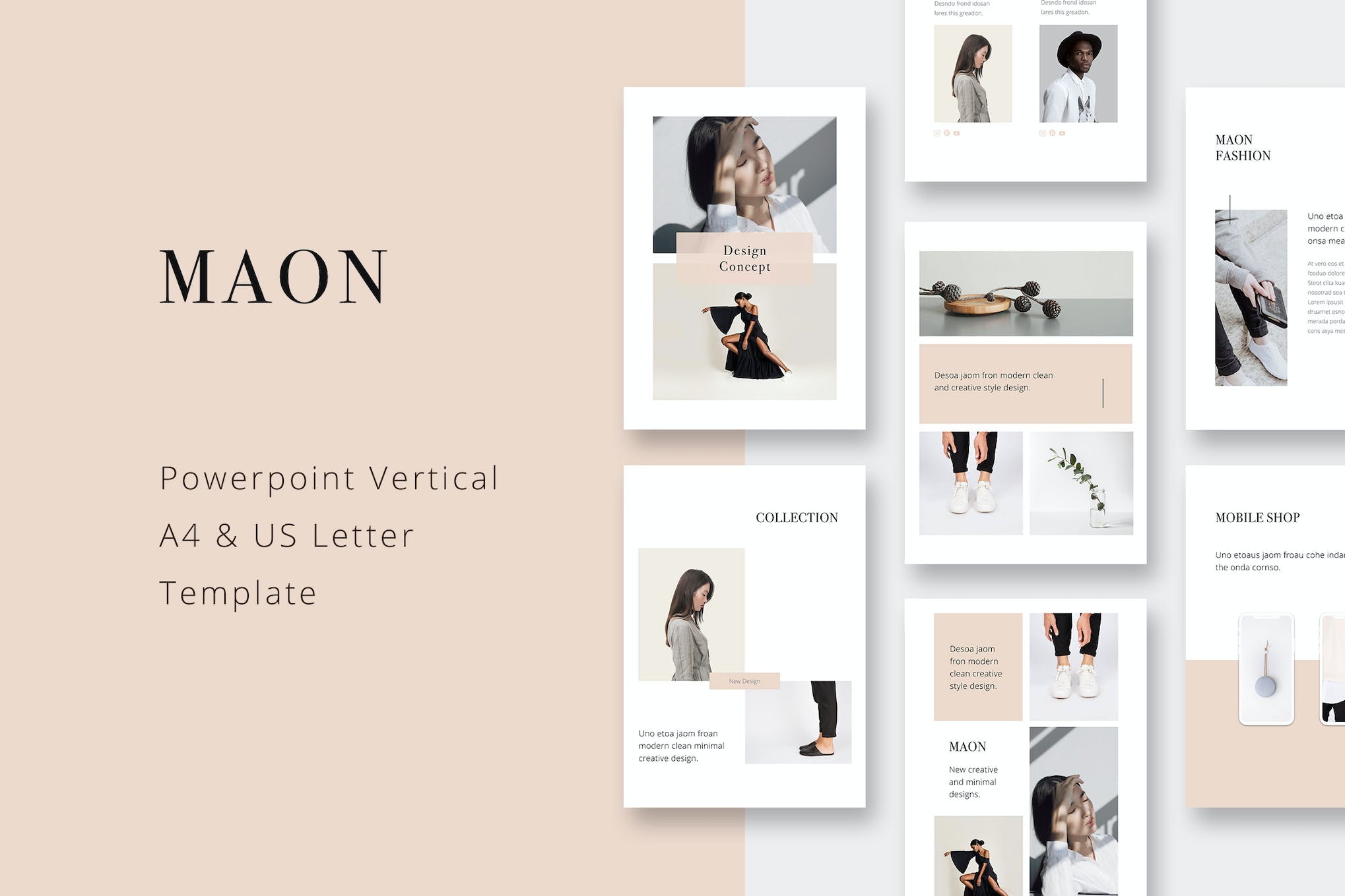 Maon Vertical PowerPoint A4 & US Letter Template