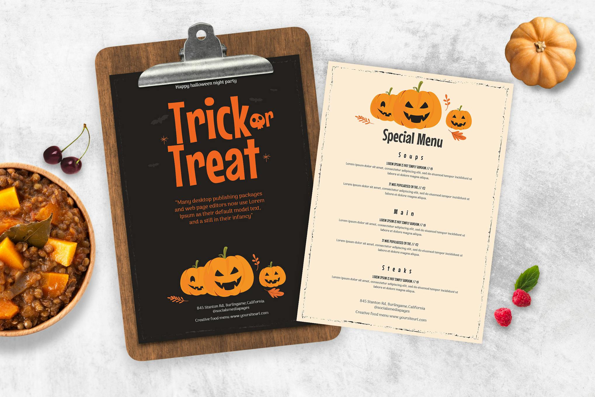 Minimal Halloween Menu Template