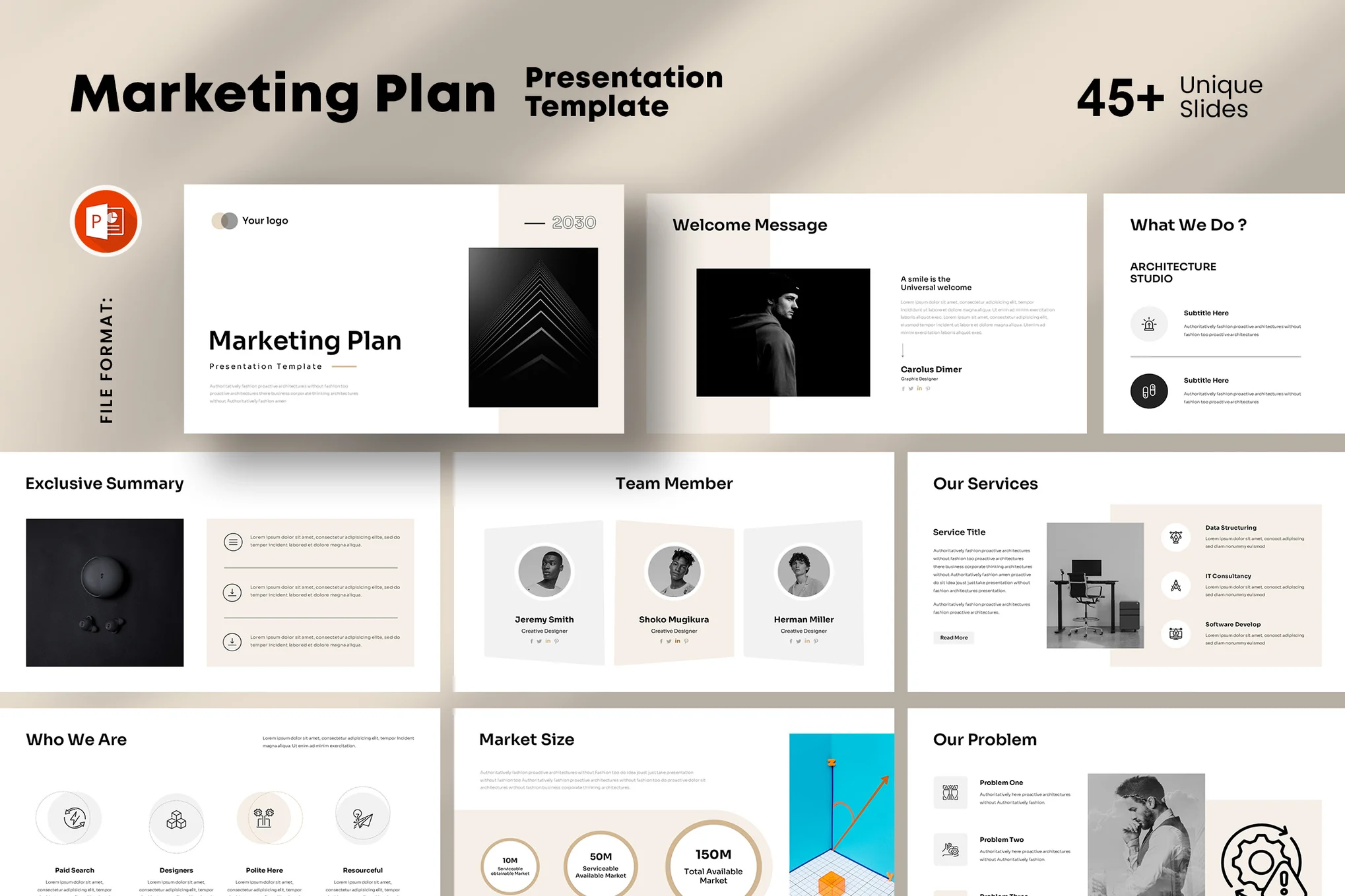 Minimal Marketing Plan PowerPoint Template