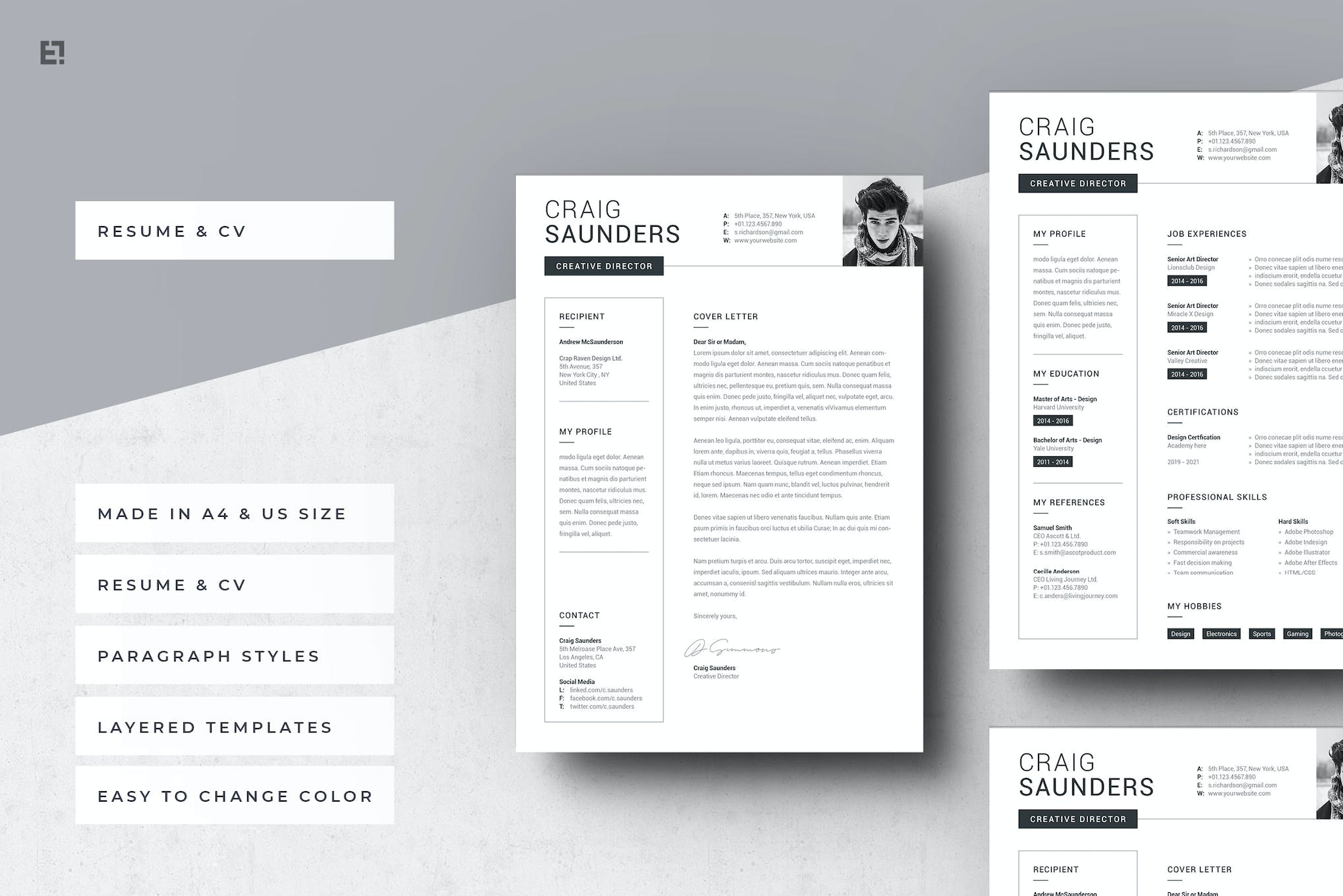 Minimal Monochrome Resume