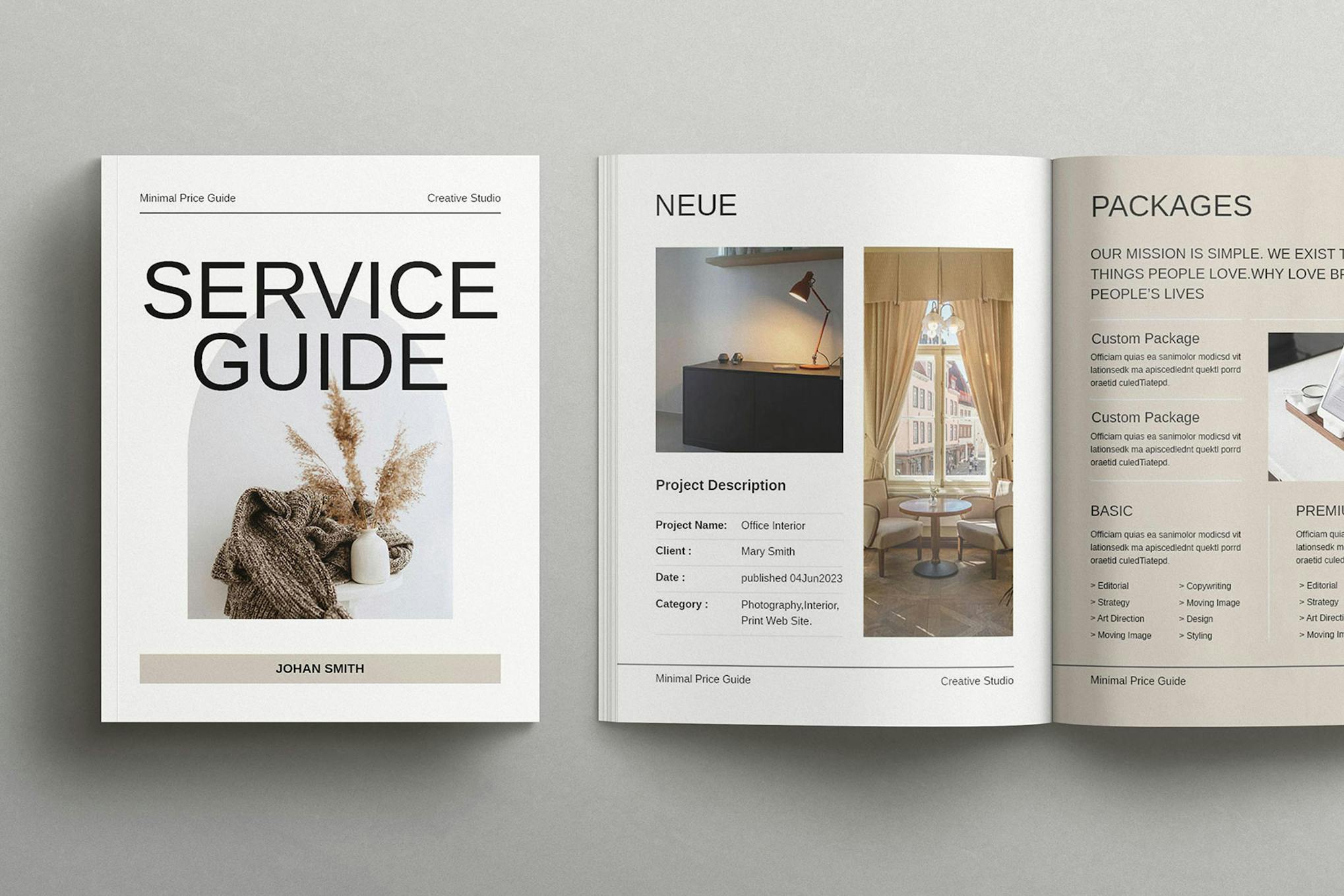 Minimal Services Guide Book Template