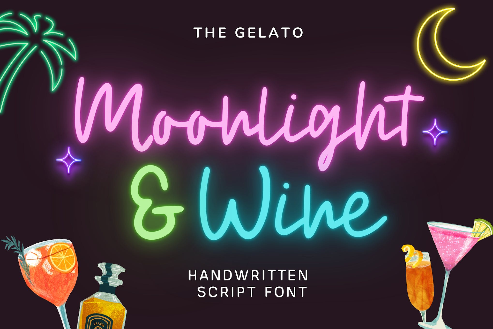 Moonlight and Wine Neon Script