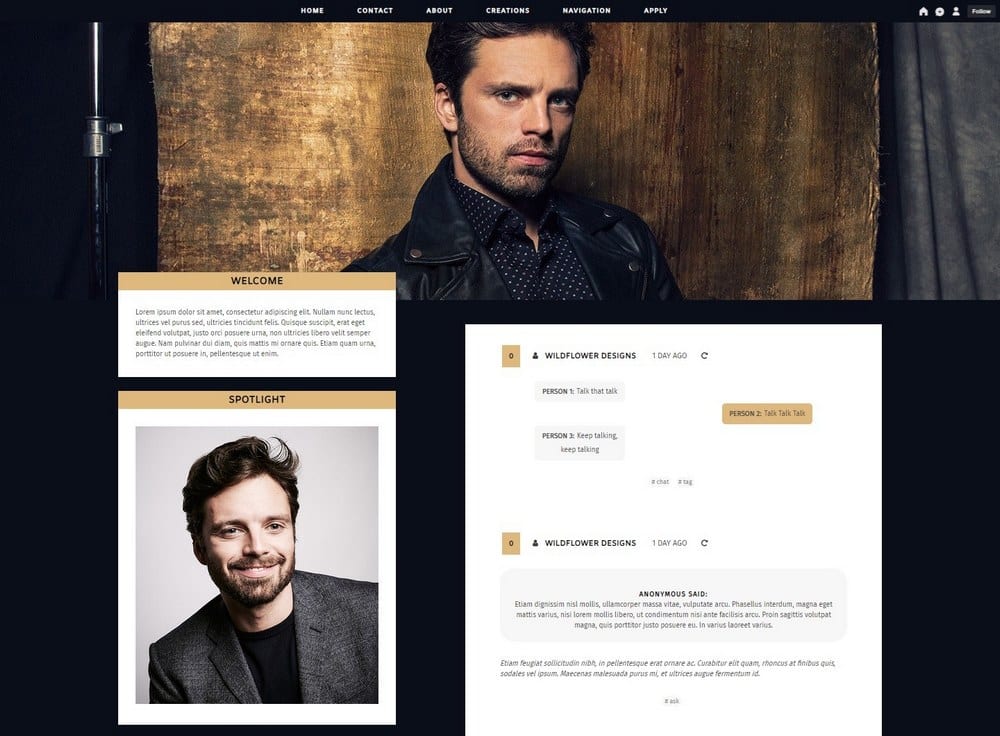 My Way Tumblr RP theme features a modern design with a clean layout that al...