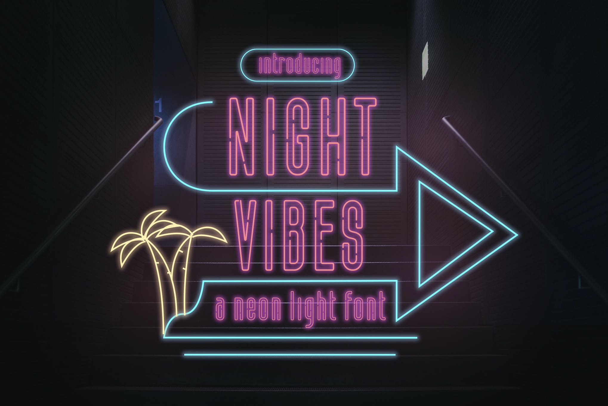 Night Vibes Neon Light Font