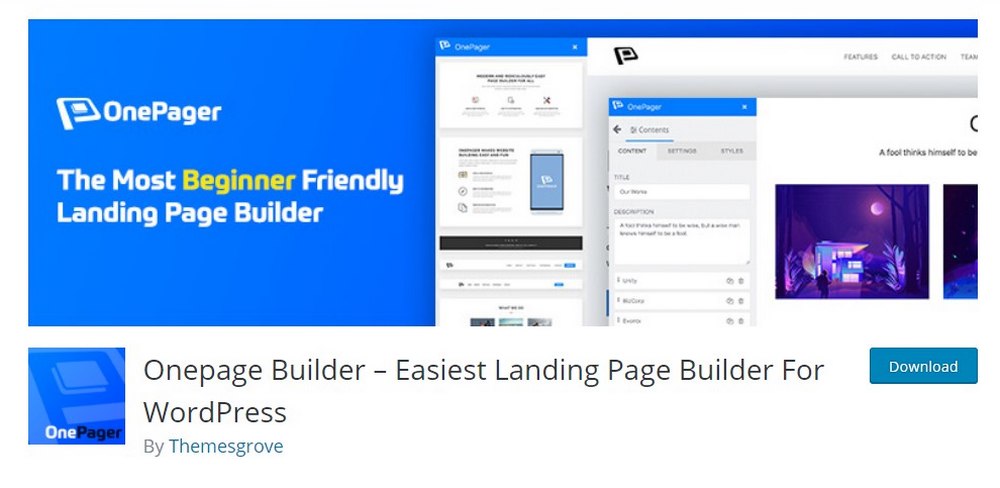 onepage builder plugin