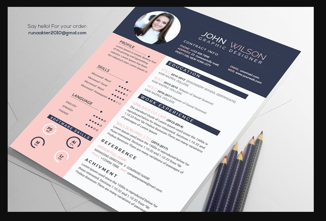 professional resume template psd free download