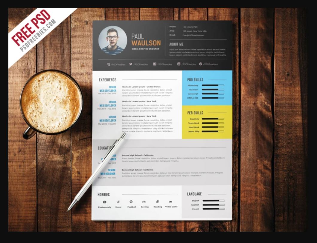 professional resume template psd free download