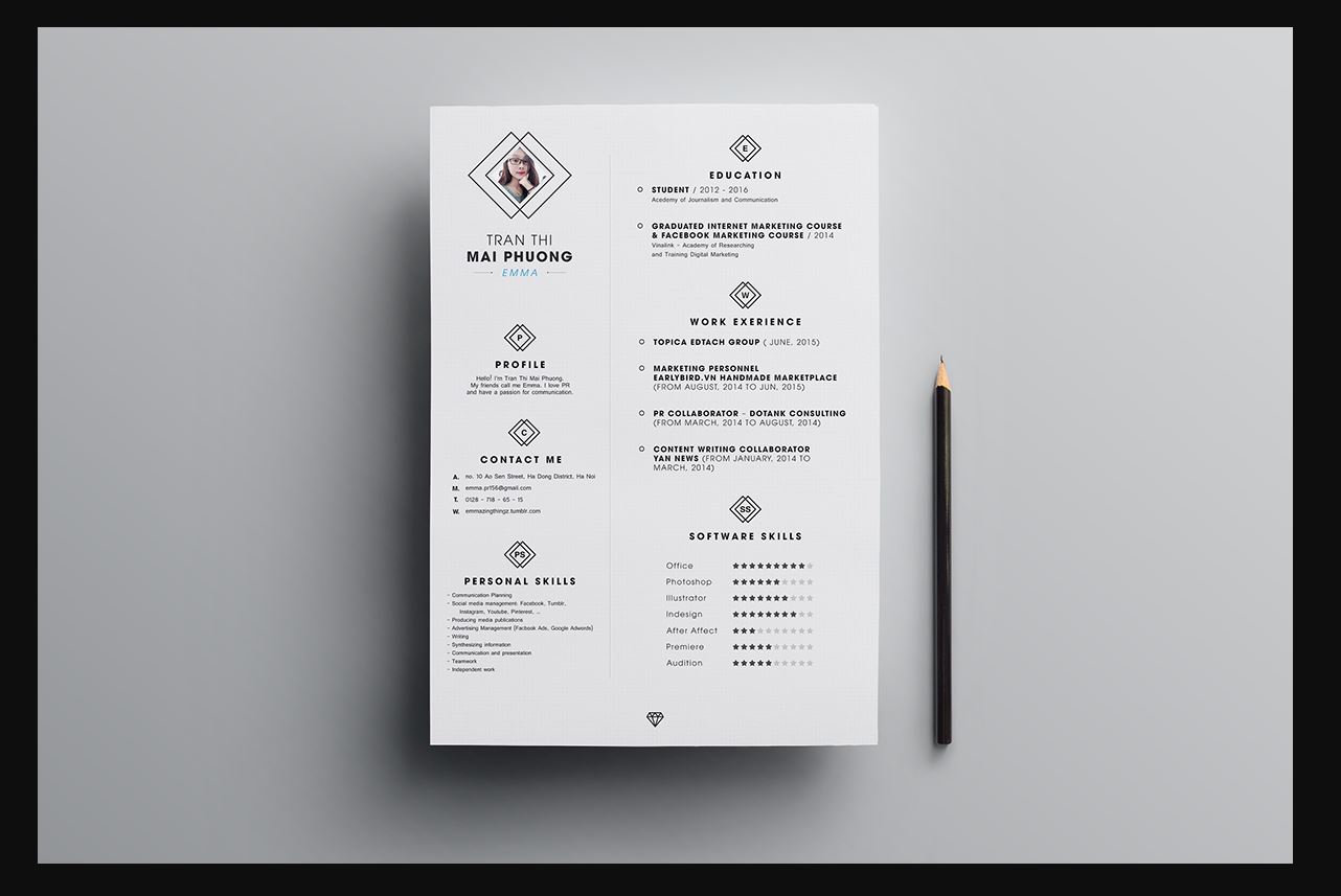 professional resume template psd free download