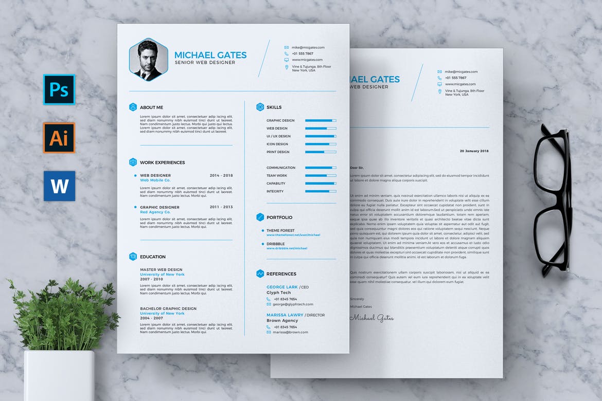 professional resume template psd free download