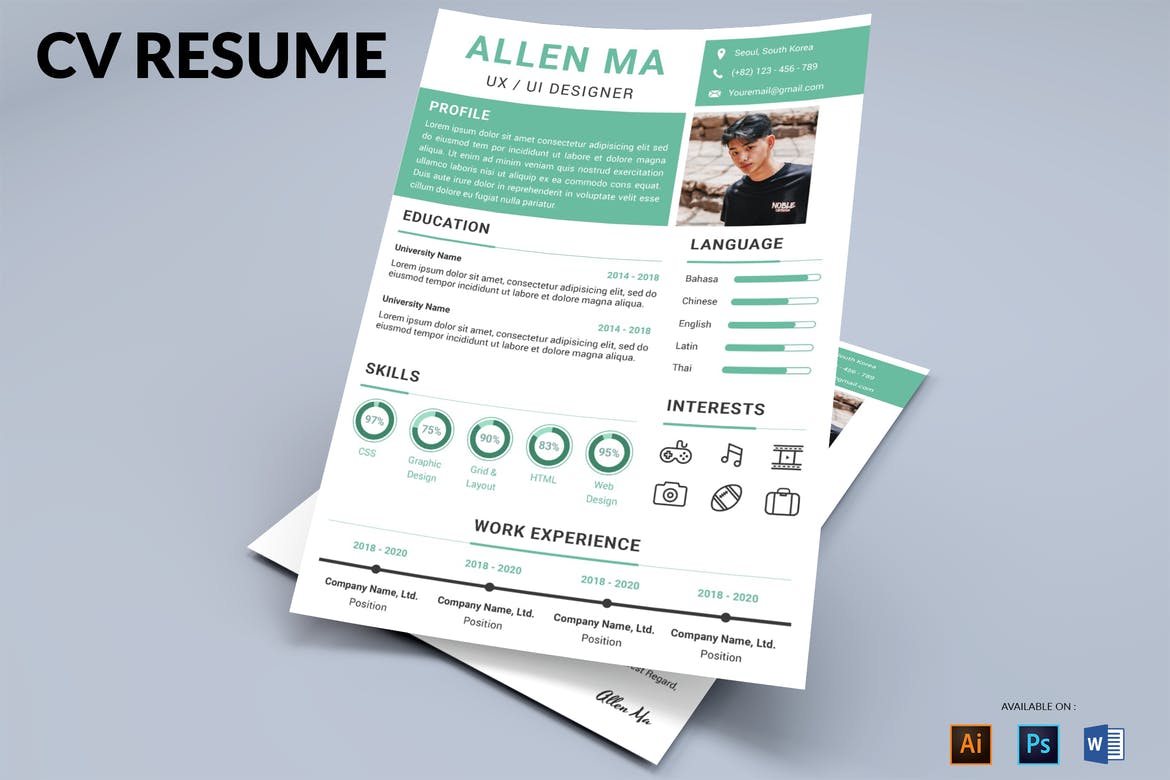 professional resume template psd free download