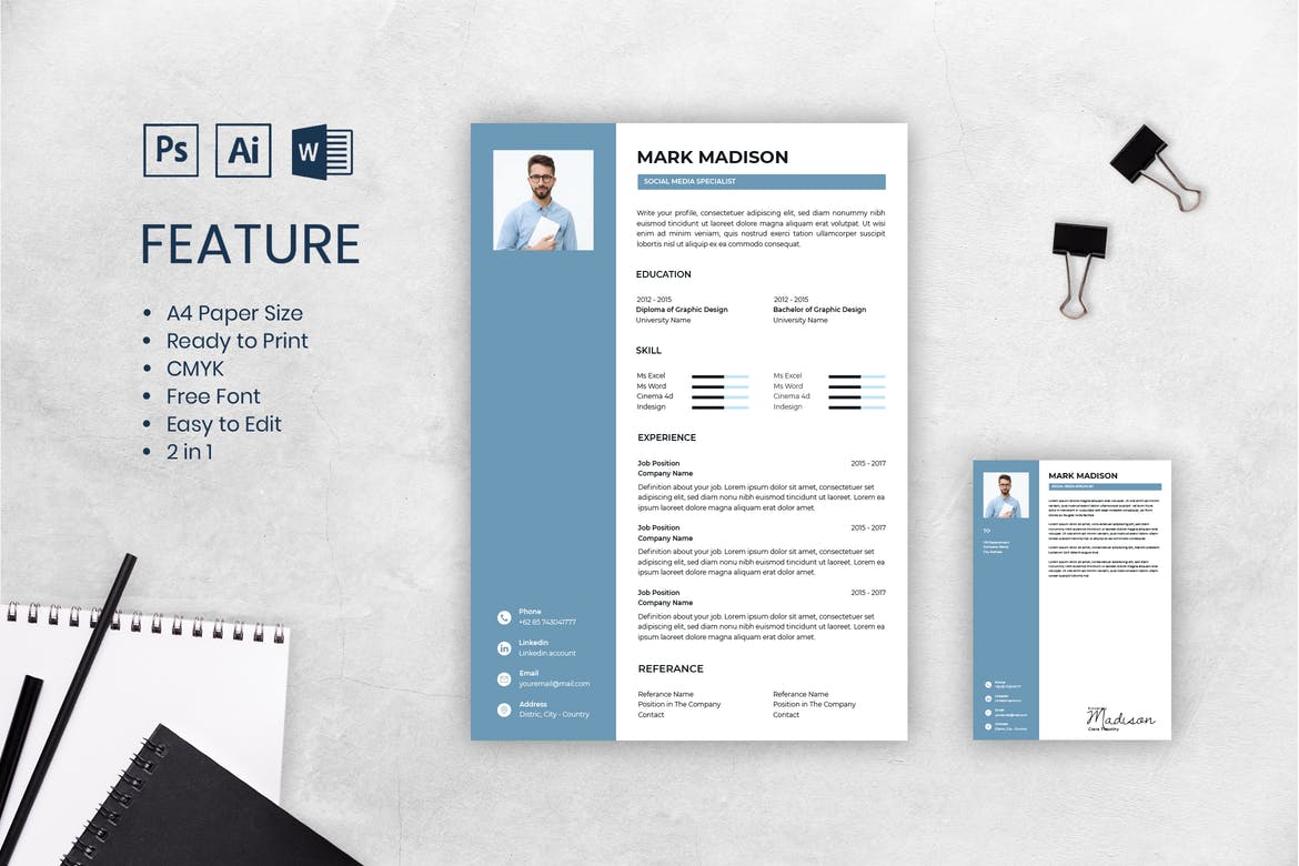 professional resume template psd free download