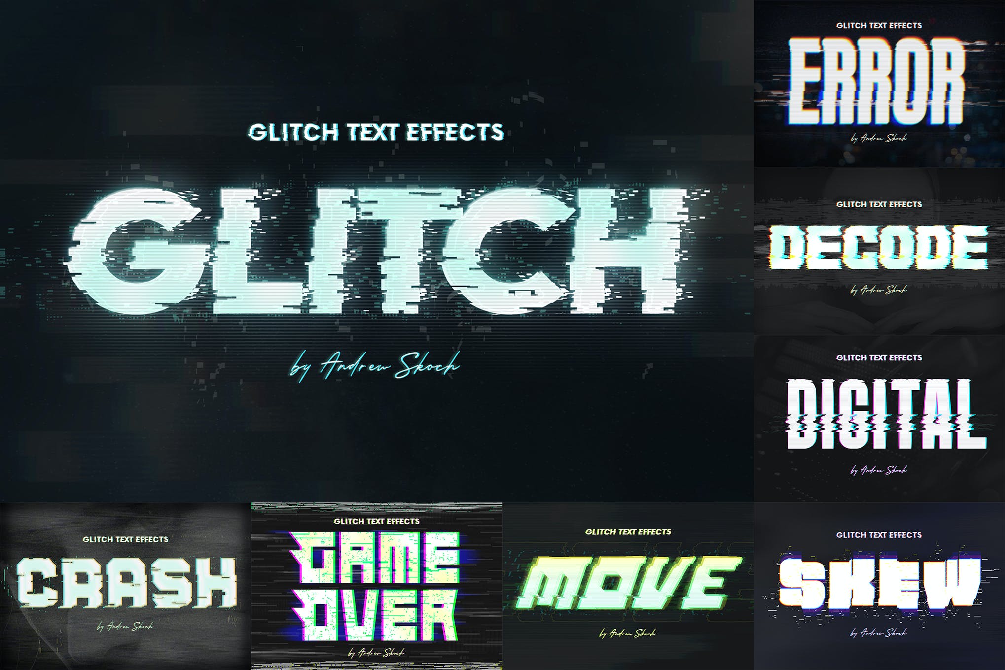 Free Digital Glitch Text Effect (PSD)