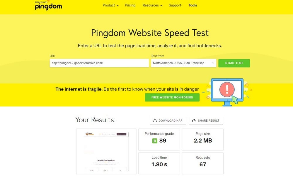 pingdom-speed-test