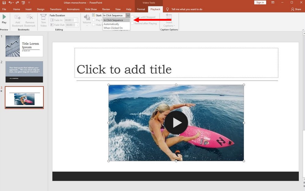 how to play video in powerpoint during presentation