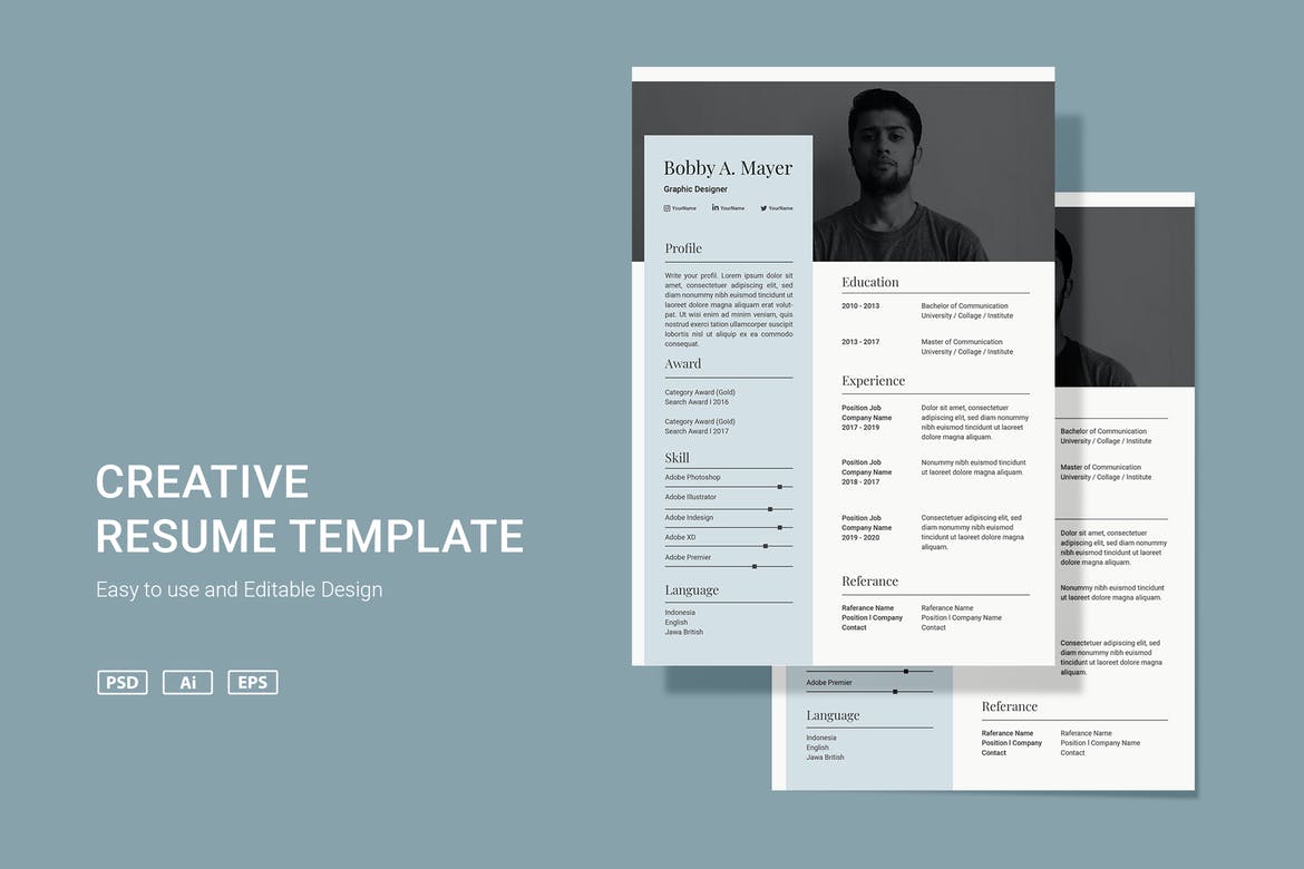 professional resume template psd free download