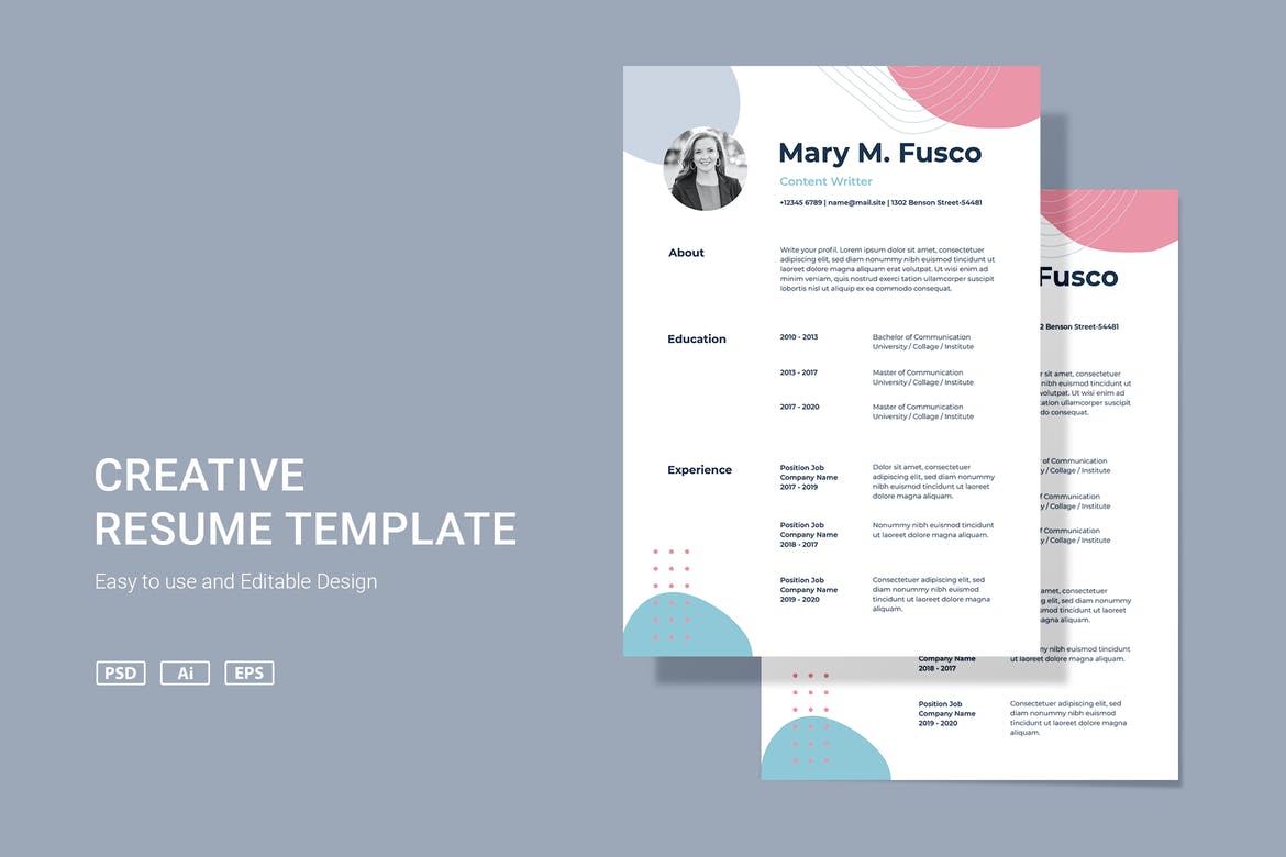 professional resume template psd free download